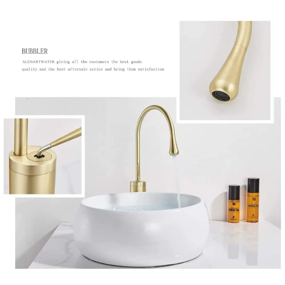 Gold Drop Basin Tap Faucet Mixer for Bathroom Toilet Wash Basins Hot and Cold WaterSink Mixer Golden Colour Tall Body Basin Tap Faucet Bathroom Kitchen 46 cm Height