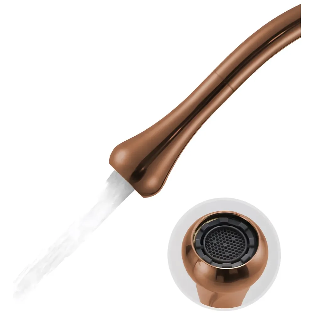 Rose Gold Drop Basin Tap Faucet Mixer for Bathroom Toilet Wash Basins Hot and Cold Water Sink Mixer Rosegold Colour Tall Body - 43cm Height