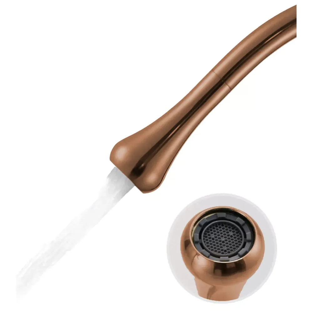 Rose Gold Drop Basin Tap Faucet Mixer for Bathroom Toilet Wash Basins Hot and Cold Water Sink Mixer Rosegold Colour Tall Body - 43cm Height