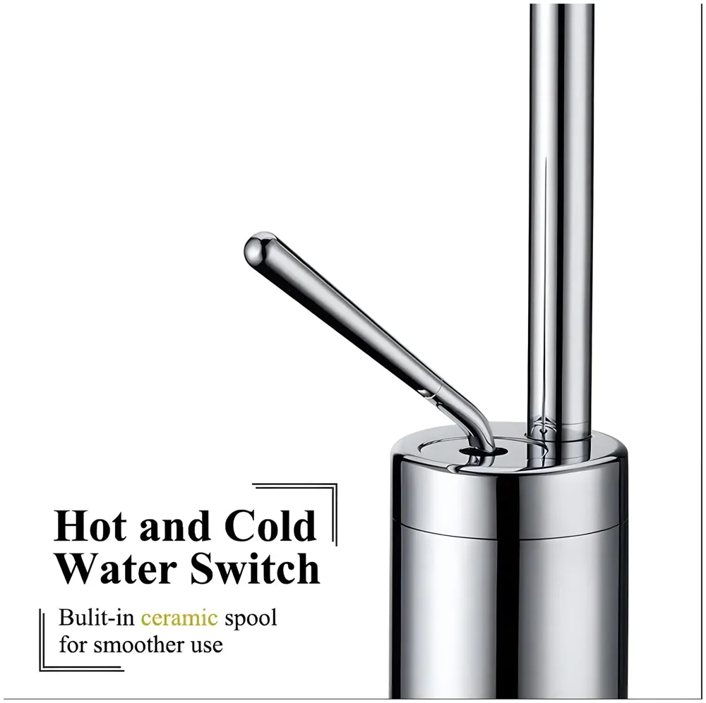 Chrome Silver Drop Basin Tap Faucet Mixer for Bathroom Toilet Wash Basins Hot and Cold Water Sink Mixer Chrome Colour Tall Body 43cm Height