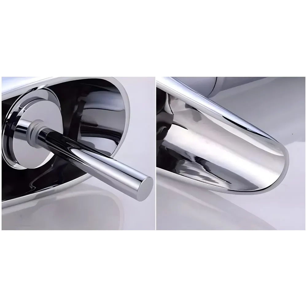 Chrome Silver Bsain tap Faucet Mixer Waterfall for Bathroom Toilet Wash Basins Hot and Cold Water, 7 inch Tap Height Waterfall Spout - 3