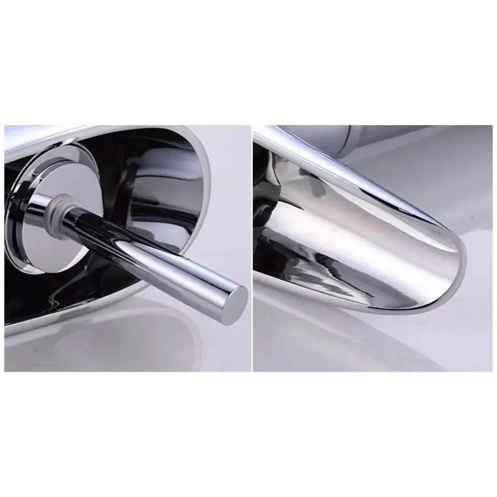 Chrome Silver Bsain tap Faucet Mixer Waterfall for Bathroom Toilet Wash Basins Hot and Cold Water, 7 inch Tap Height Waterfall Spout