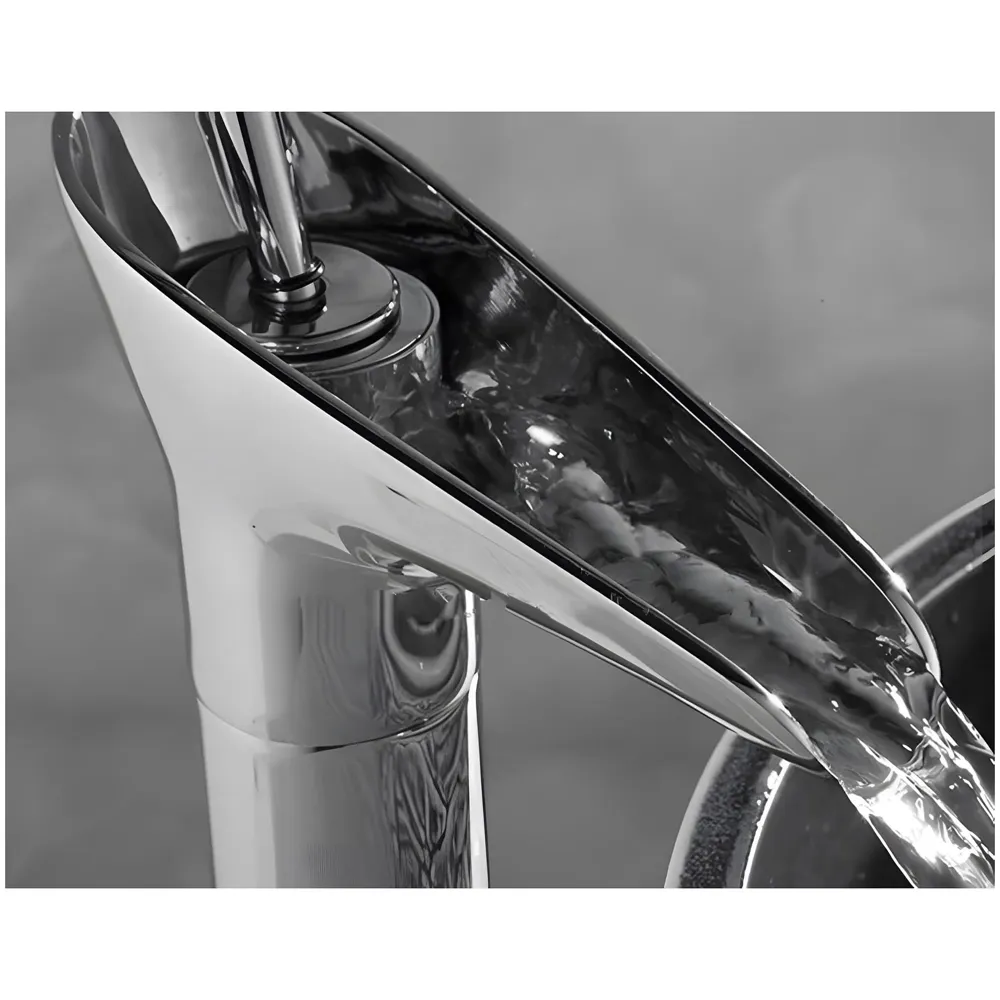 Chrome Silver Bsain tap Faucet Mixer Waterfall for Bathroom Toilet Wash Basins Hot and Cold Water, 7 inch Tap Height Waterfall Spout