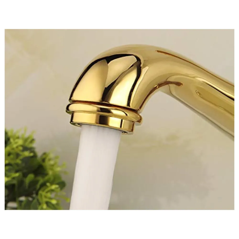 Marble Gold Basin Mixer Faucet Tap, Hot and Cold, 6 Inch Height Emperador Petite 15 cm Height for Bathroom Toilet Wash Basins