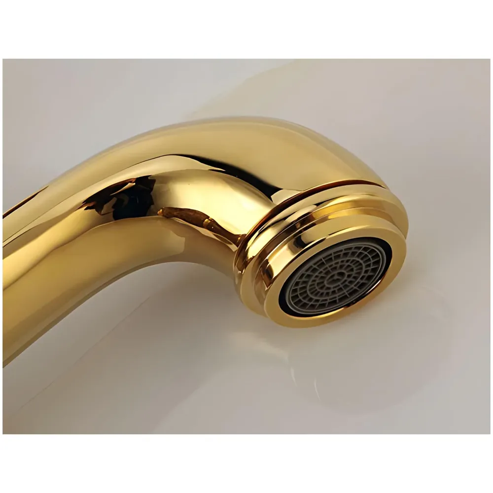 12 Inch Basin Mixer tap Faucet Resin Marble Finish Dark Italian Marble Gold Golden with Connector Hose