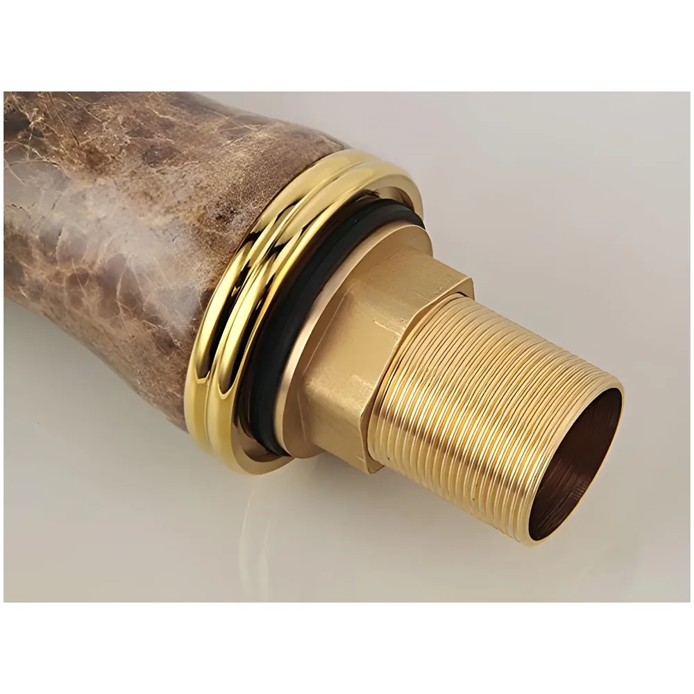 12 Inch Basin Mixer tap Faucet Resin Marble Finish Dark Italian Marble Gold Golden with Connector Hose