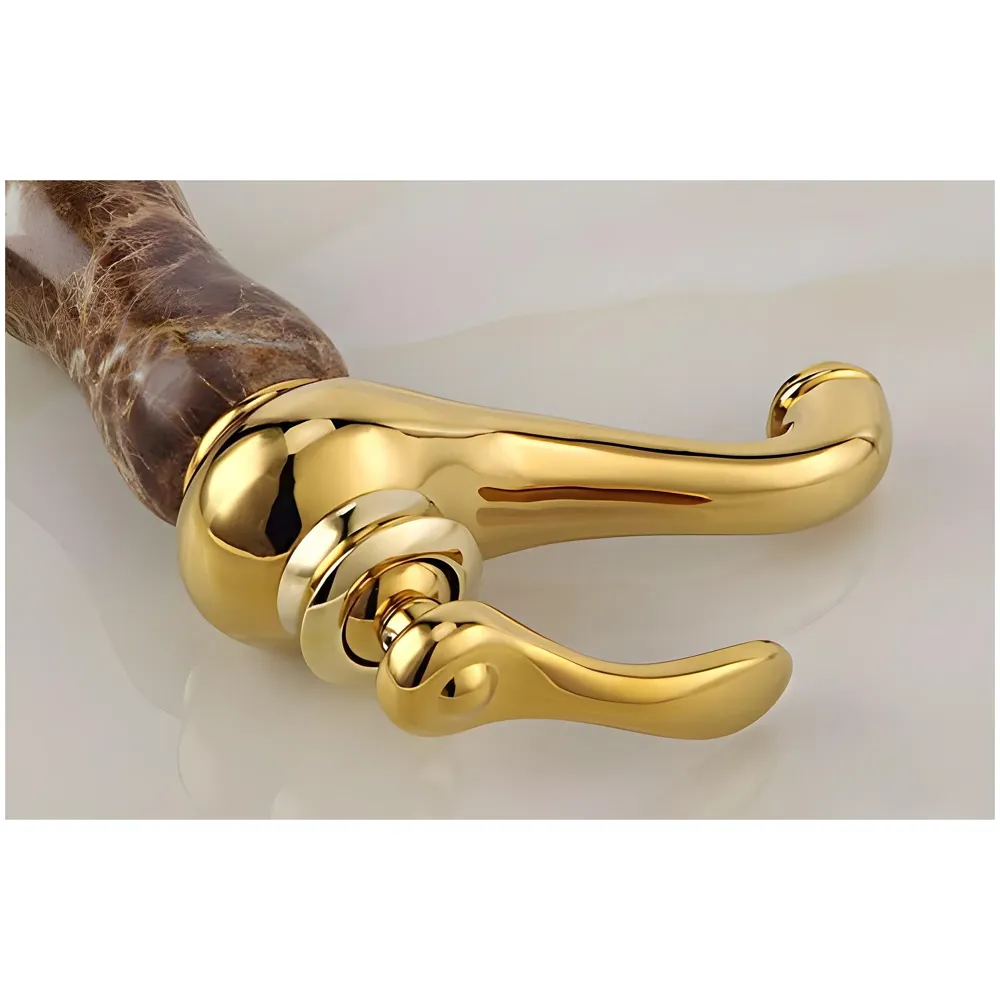 Brass 12 Inch Basin Mixer tap Faucet for Bathroom and Wash basins Toilets Marble Finish Dark Italian Marble Hot and Cold Water