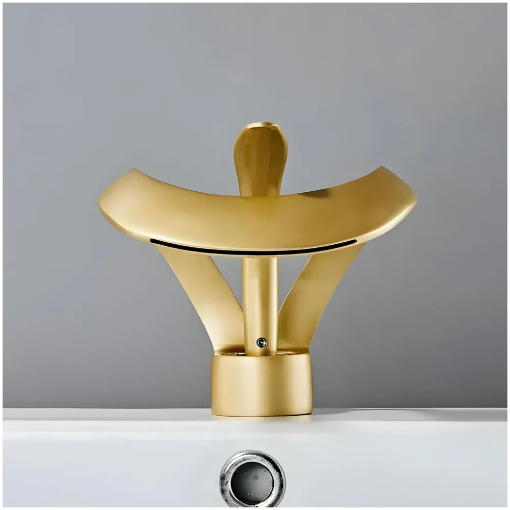 Brass Single Lever Basin Mixer Gold Golden Vessel Mounted Designer Waterfall Flow Tap Faucet for Bathroom Toilet Kitchen