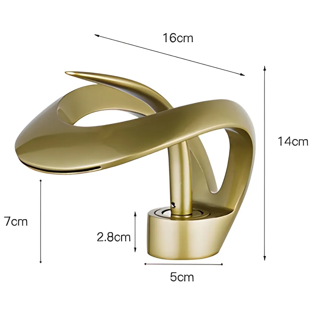 Brass Single Lever Basin Mixer Gold Golden Vessel Mounted Designer Waterfall Flow Tap Faucet for Bathroom Toilet Kitchen
