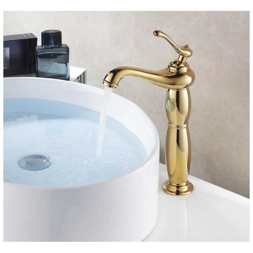 Copper Basin Mixer Tap Faucet with Connection Pipes Gold Colour (Golden Belle)