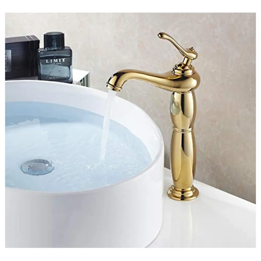 Copper Basin Mixer Tap Faucet with Connection Pipes Gold Colour (Golden Belle)