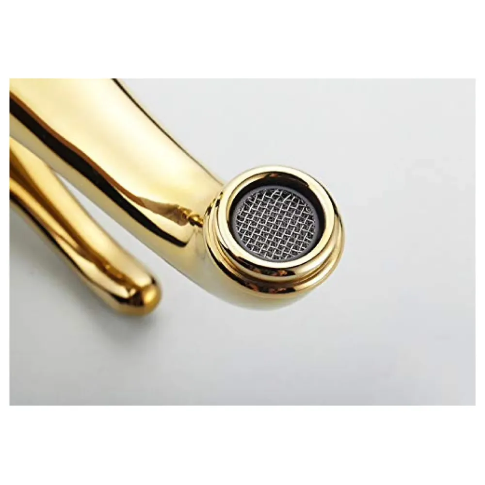 Copper Basin Mixer Tap Faucet with Connection Pipes Gold Colour (Golden Belle)