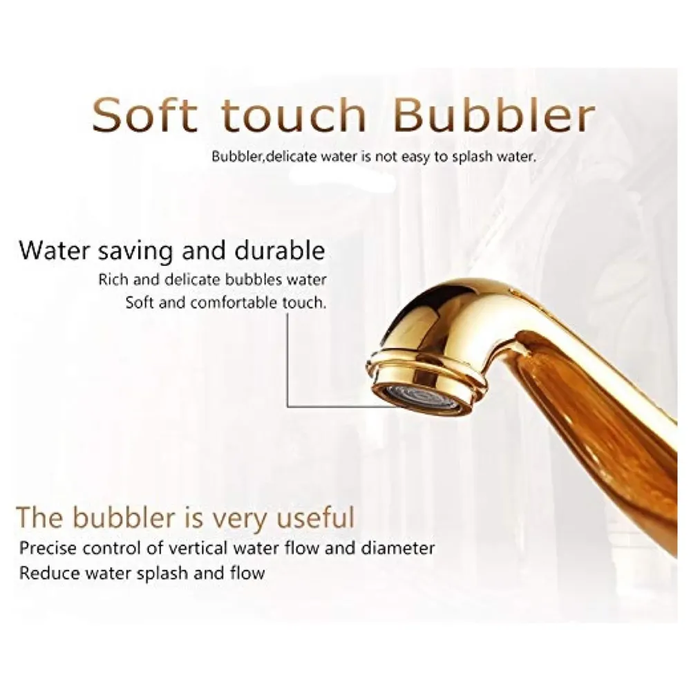 Copper Basin Mixer Tap Faucet with Connection Pipes Gold Colour (Golden Belle)