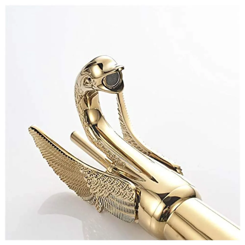 Golden Swan Heavy Single Lever Basin Mixer Faucet Tap Hot and Cold 12 inch Height Gold Brass for Bathroom Toilets Wash Basin