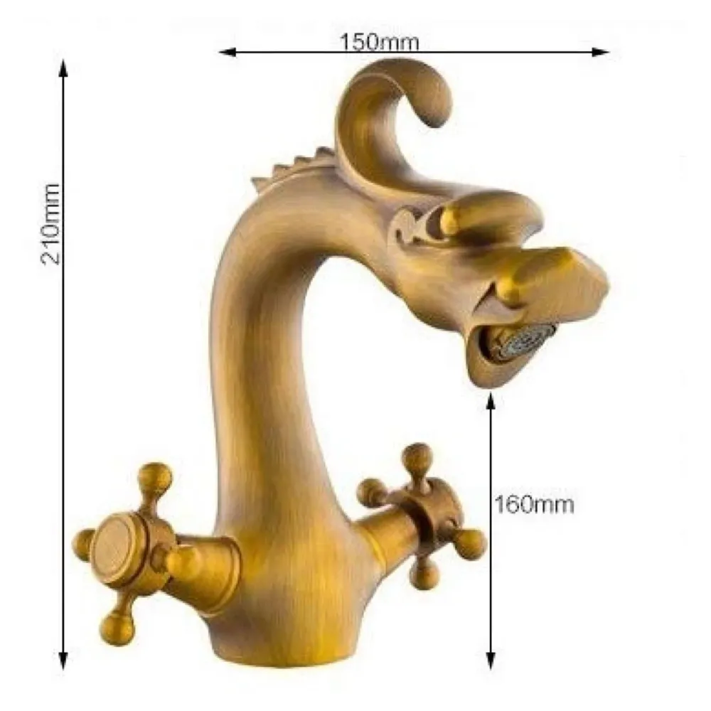 Dragon Brass 90 Degree Rotation Heavy Basin Mixer With 2 Braided Connection Pipes, Brown, Brass Finish