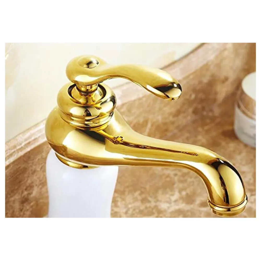 White Marble Heavy Single Lever Basin Mixer ~ with 2 Braided Connection Pipes 450mm Jade Petite, 7 Inches Height