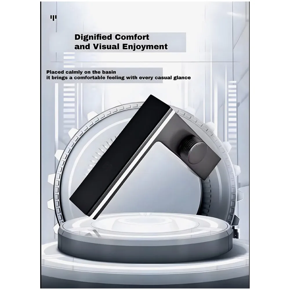 Black tap Faucet Led and Temperature Display Soft Flow Basin Mixer Light Basin Tap Faucet Hot and Cold, Square, Bathroom washbasin - 6.2 Inch Tall