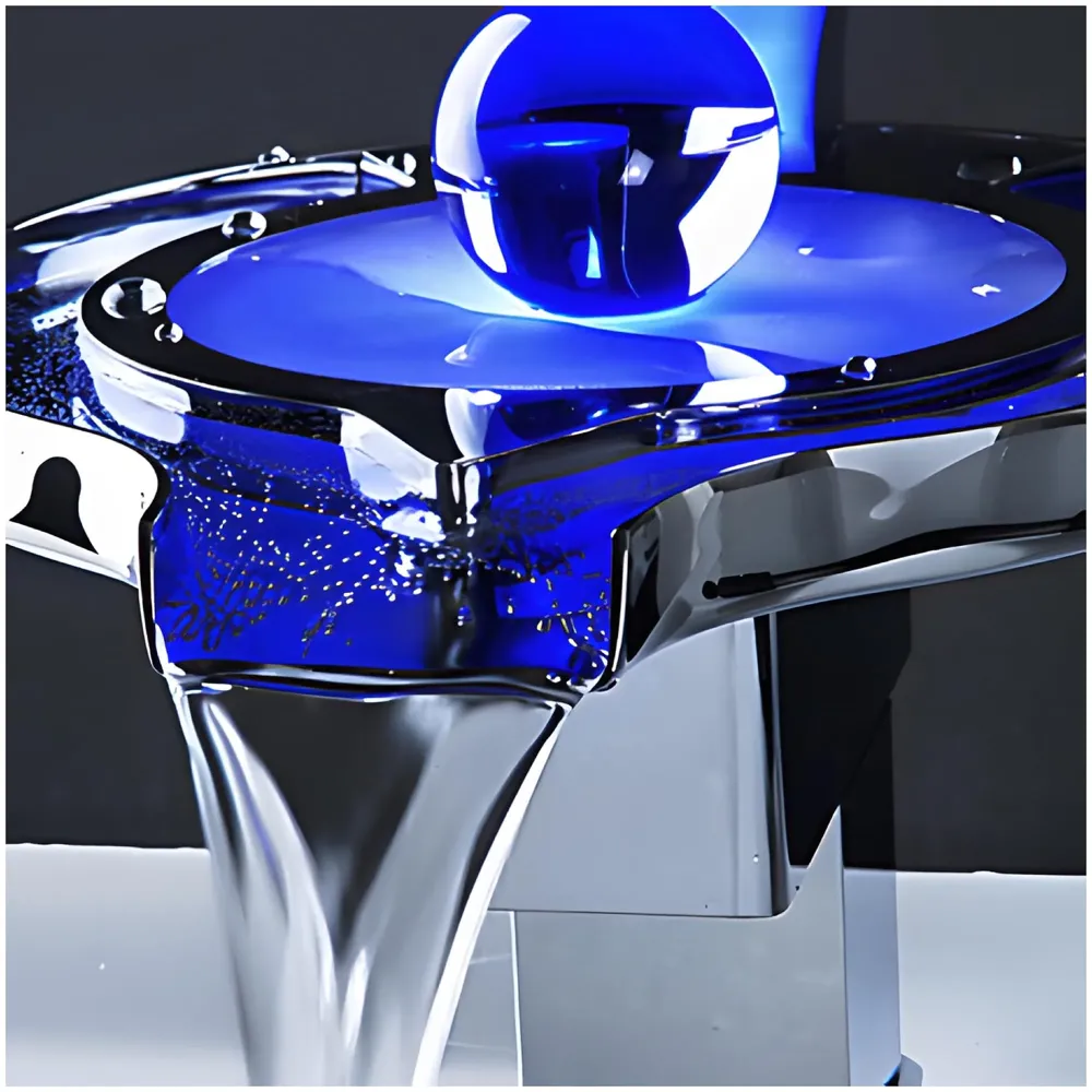 Led Faucet Silver Chrome Waterfall Basin Tap Fuacet MixerFor Bathroom Toilet Wash Basins Hot and Cold Water, 6.2 Inch Tall - No Electric Connection Required