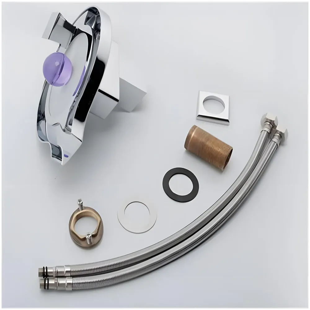 Led Faucet Silver Chrome Waterfall Basin Tap Fuacet MixerFor Bathroom Toilet Wash Basins Hot and Cold Water, 6.2 Inch Tall - No Electric Connection Required