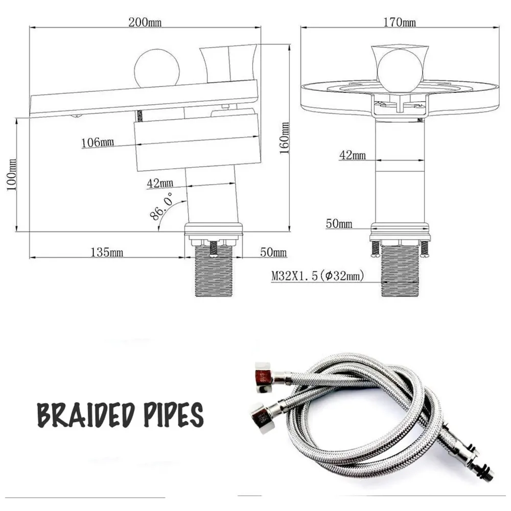 Led Faucet Silver Chrome Waterfall Basin Tap Fuacet MixerFor Bathroom Toilet Wash Basins Hot and Cold Water, 6.2 Inch Tall - No Electric Connection Required