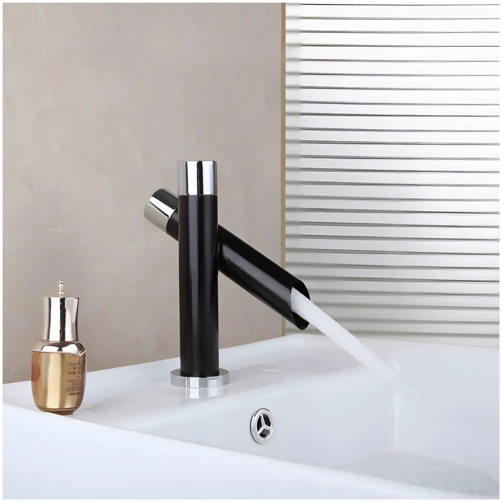 Black Basin tap Faucet Mixer Soft Flow for Bathroom Toilet Wash Basins Hot and Cold Water (Noir Flusso Small - 7 Inches) Matt Black