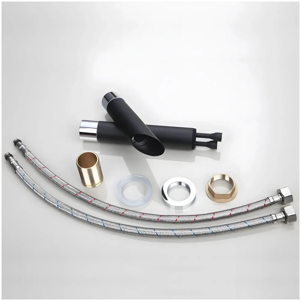 Black Basin tap Faucet Mixer Soft Flow for Bathroom Toilet Wash Basins Hot and Cold Water (Noir Flusso Small - 7 Inches) Matt Black