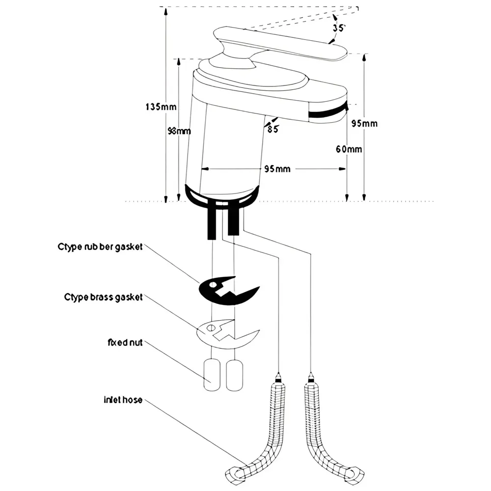 Waterfall Basin Tap Faucet Mixer Silver Chrome Waterfall for Bathroom Toilet Wash Basins Hot and Cold Water, Basin Mounted - 11 Cm Height