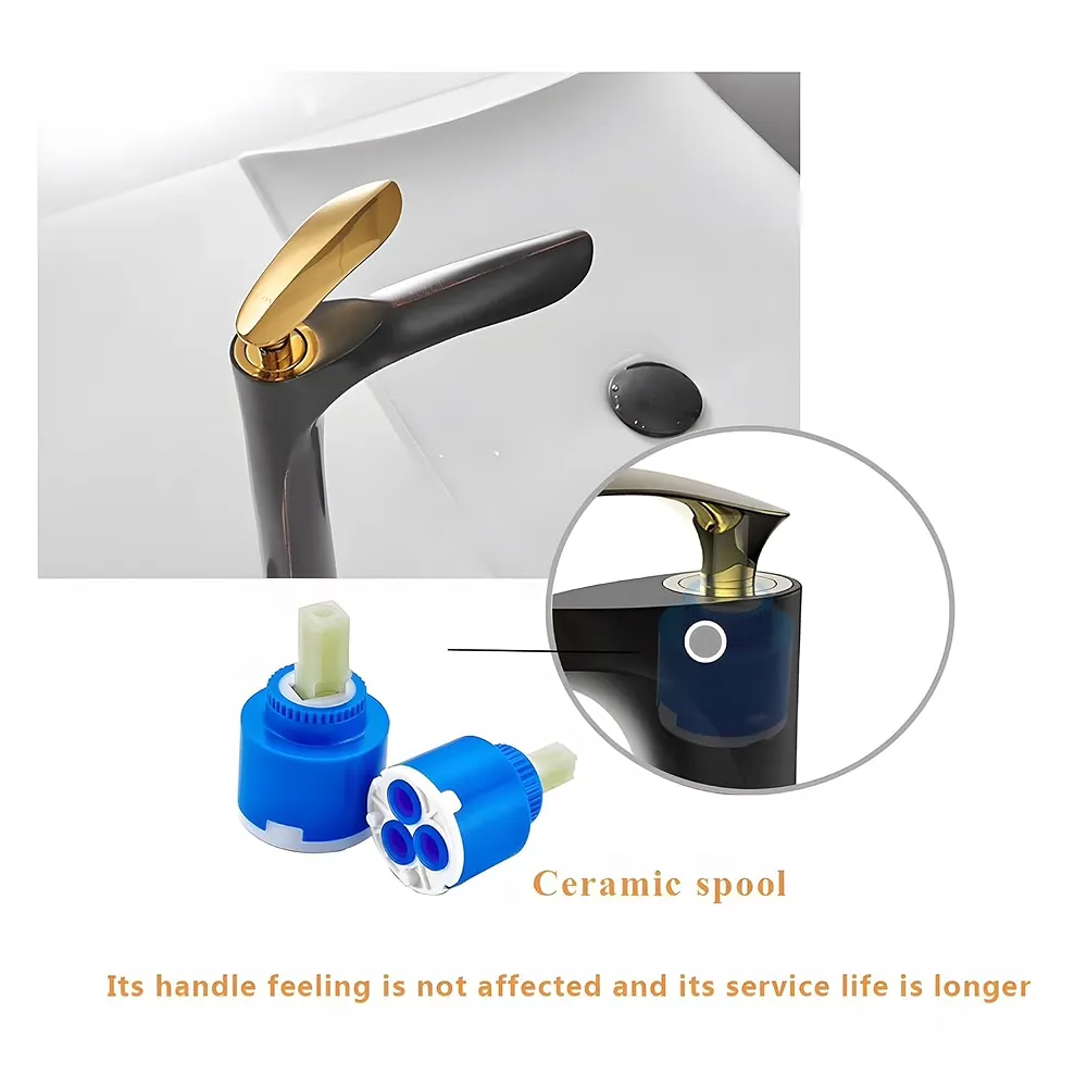 Black Gold Faucet Tap Mixer Hot and Cold Water Heavy Single Lever Basin Mixer 12 inches with Connector Pipes and Ceramic Cartridge for Bathroom Wash Basins Premium