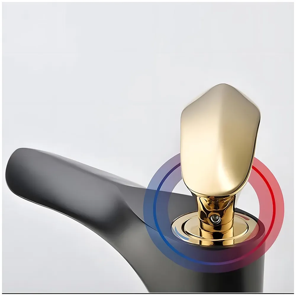 Black Gold Faucet Tap Mixer Hot and Cold Water Heavy Single Lever Basin Mixer 12 inches with Connector Pipes and Ceramic Cartridge for Bathroom Wash Basins Premium
