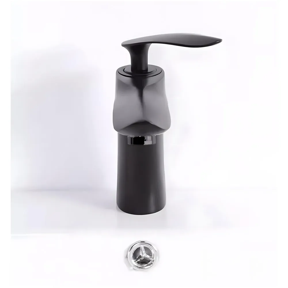 AQUAKART Black Faucet Tap Mixer Hot and Cold Water Heavy Single Lever Basin Mixer 7 inches with Connector Pipes and Ceramic Cartridge for Bathroom Wash Basins - 18cm x 5cm - 9