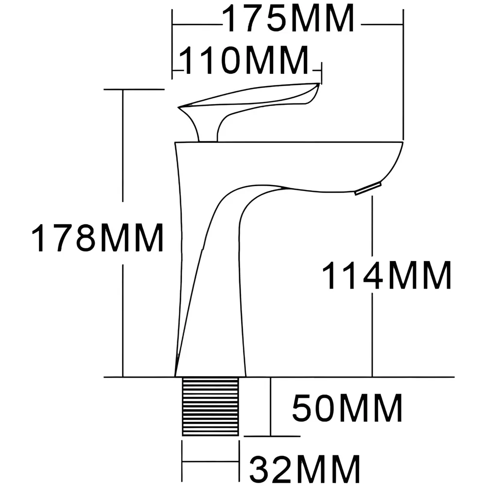 Black Faucet Tap Mixer Hot and Cold Water Heavy Single Lever Basin Mixer 7 inches with Connector Pipes and Ceramic Cartridge for Bathroom Wash Basins - 18cm x 5cm