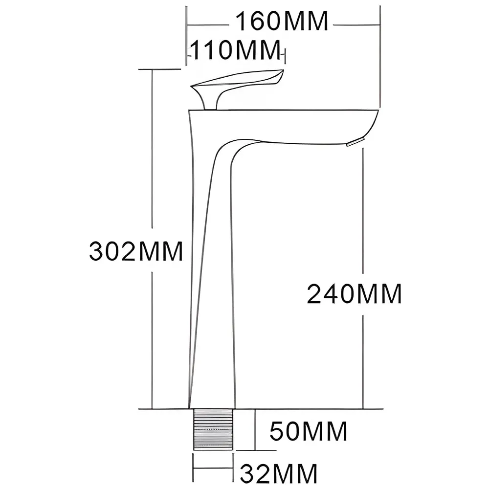 Tall Black Faucet Tap Mixer Hot and Cold Water Heavy Single Lever Basin Mixer with Ceramic Cartridge for Bathroom Wash Basins - 12 inch x 5.6 inch Matt Black