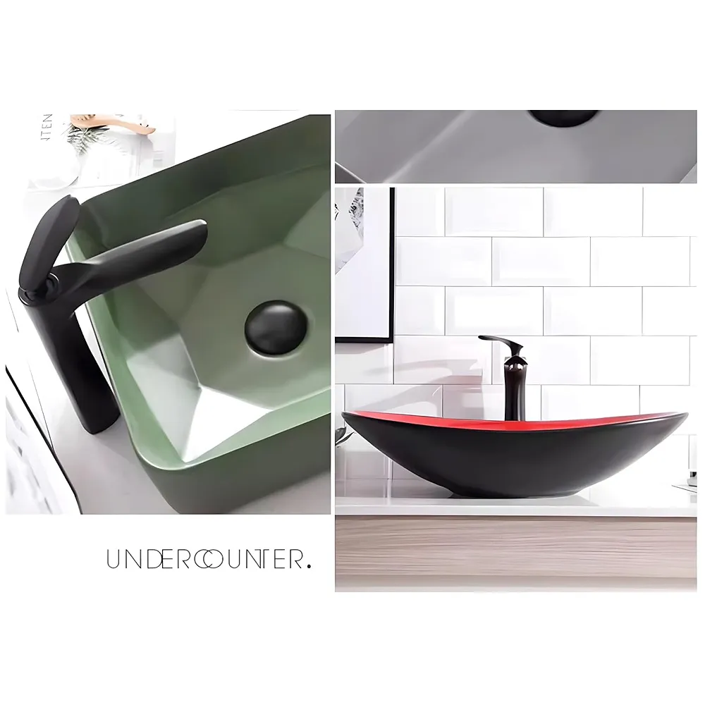 Tall Black Faucet Tap Mixer Hot and Cold Water Heavy Single Lever Basin Mixer with Ceramic Cartridge for Bathroom Wash Basins - 12 inch x 5.6 inch Matt Black