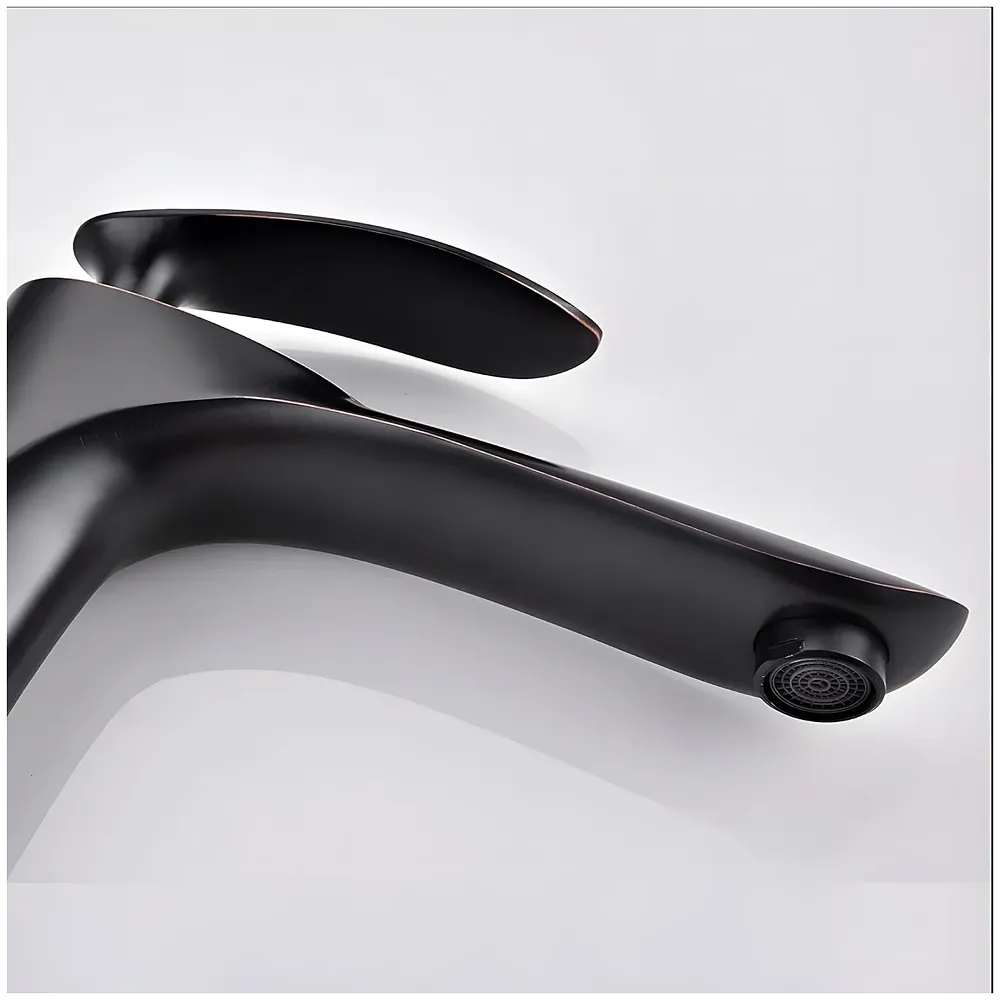 Tall Black Faucet Tap Mixer Hot and Cold Water Heavy Single Lever Basin Mixer with Ceramic Cartridge for Bathroom Wash Basins - 12 inch x 5.6 inch Matt Black