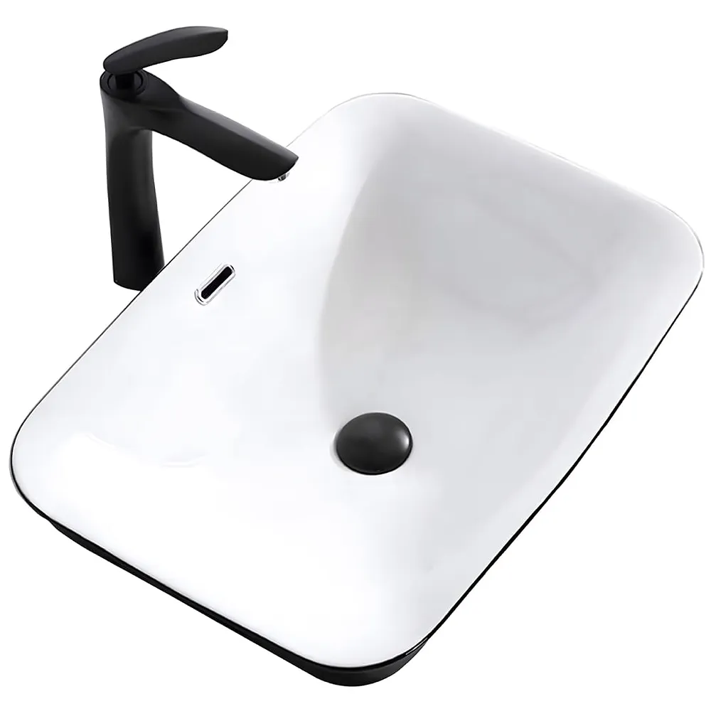 Tall Black Faucet Tap Mixer Hot and Cold Water Heavy Single Lever Basin Mixer with Ceramic Cartridge for Bathroom Wash Basins - 12 inch x 5.6 inch Matt Black