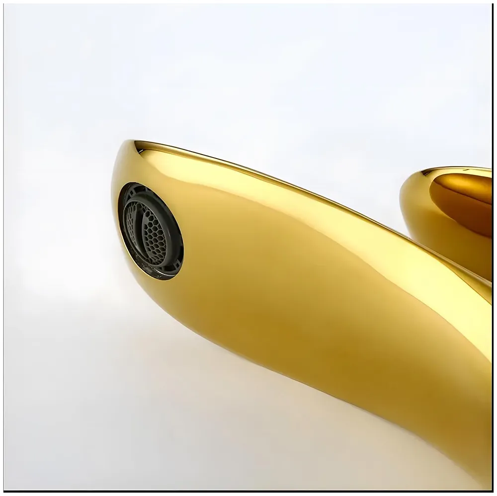 Copper 90 Degree Single Lever Basin Mixer, Golden