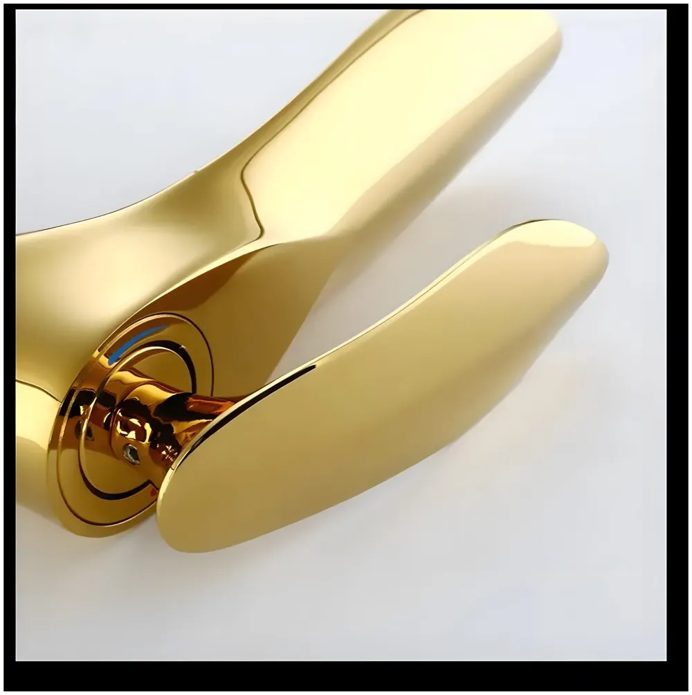Full Gold Faucet Tap Mixer Hot and Cold Water Heavy Single Lever Basin Mixer 7 inches with Connector Pipes and Ceramic Cartridge for Bathroom Wash Basins