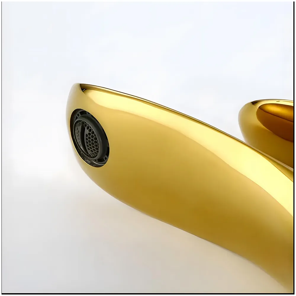 Gold Faucet Tap Mixer Hot and Cold Water Heavy Single Lever Basin Mixer 7 inches with Connector Pipes and Ceramic Cartridge for Bathroom Wash Basins Premium