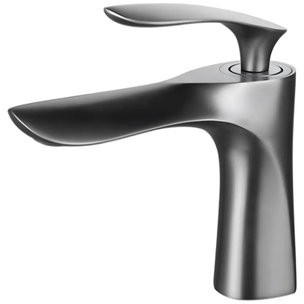 Grey Faucet Tap Mixer Hot and Cold Water Heavy Single Lever Basin Mixer 7 inches with Connector Pipes and Ceramic Cartridge for Bathroom Wash Basins