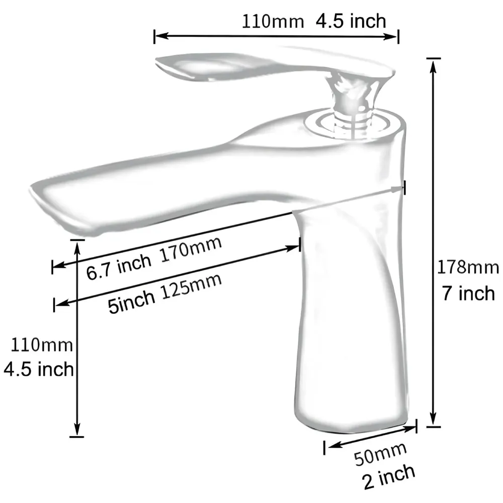 AQUAKART White Gold Faucet Tap Mixer Hot and Cold Water Heavy Single Lever Basin Mixer 7 inches with Connector Pipes and Ceramic Cartridge for Bathroom Wash Basins - 4