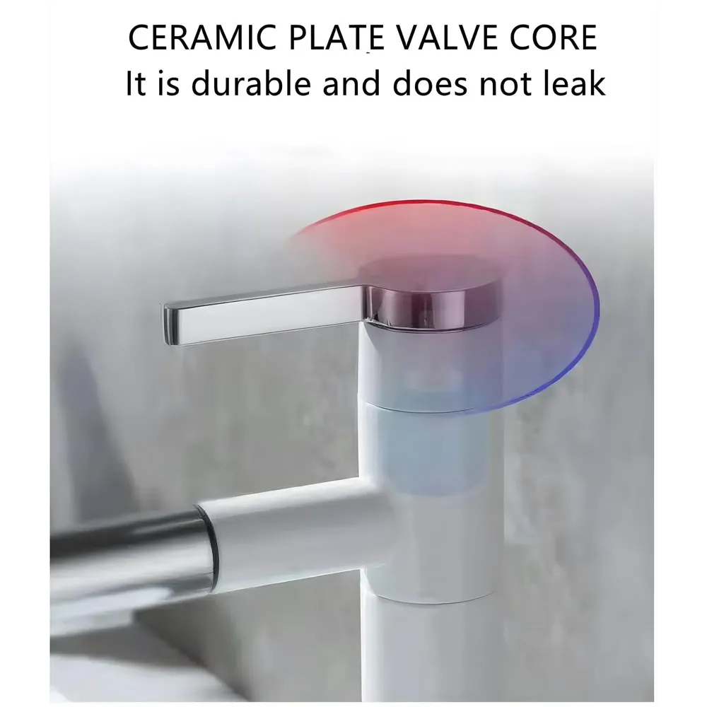 White Basin Tap Faucet Mixer for Bathroom Toilet Wash Basins Hot and Cold Water, 12 Inch Height Swivel Spout with 360 Rotation