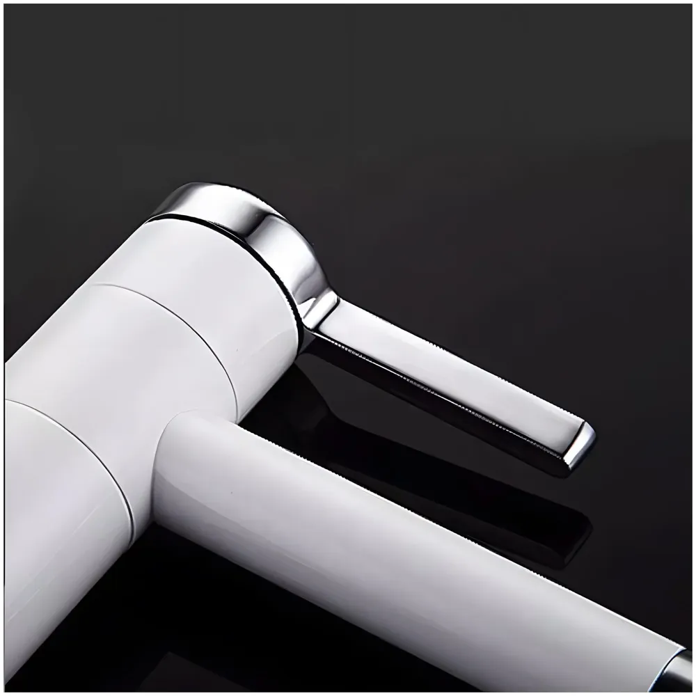 White Basin Tap Faucet Mixer for Bathroom Toilet Wash Basins Hot and Cold Water, 12 Inch Height Swivel Spout with 360 Rotation