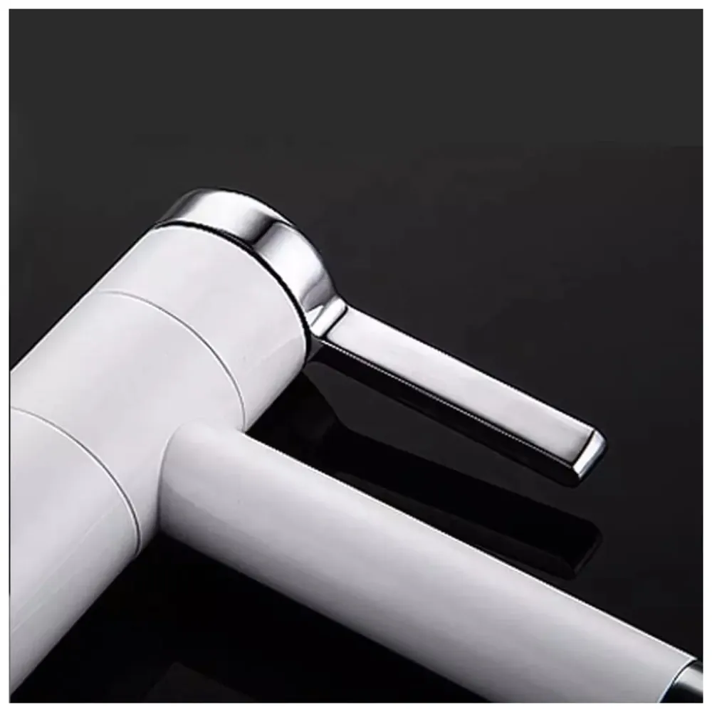 White Basin Tap Faucet Mixer for Bathroom Toilet Wash Basins Hot and Cold Water, 12 Inch Height Swivel Spout with 360 Rotation