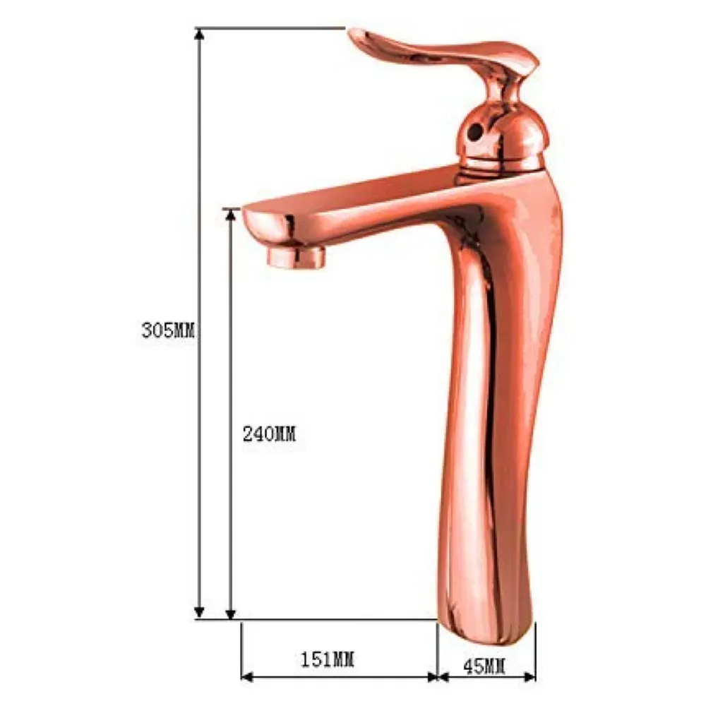 Rose Gold Heavy Single Lever Basin Mixer ~ with 2 Braided Connection Pipes 450mm (Without pop-up) Rosa Gold Twine
