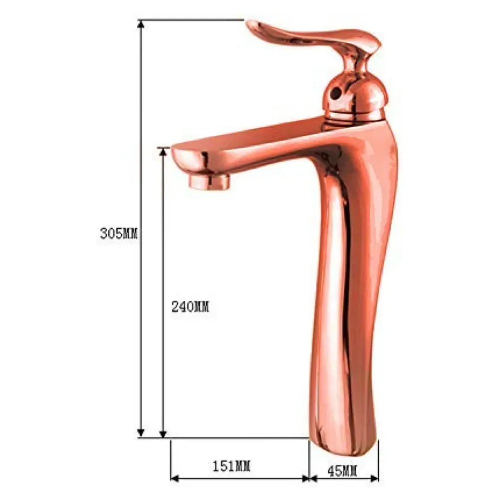 Brass Basin Mixer Faucet Tap ( Hot and Cold , 12 Inch Height , Rosa Gold Twine )