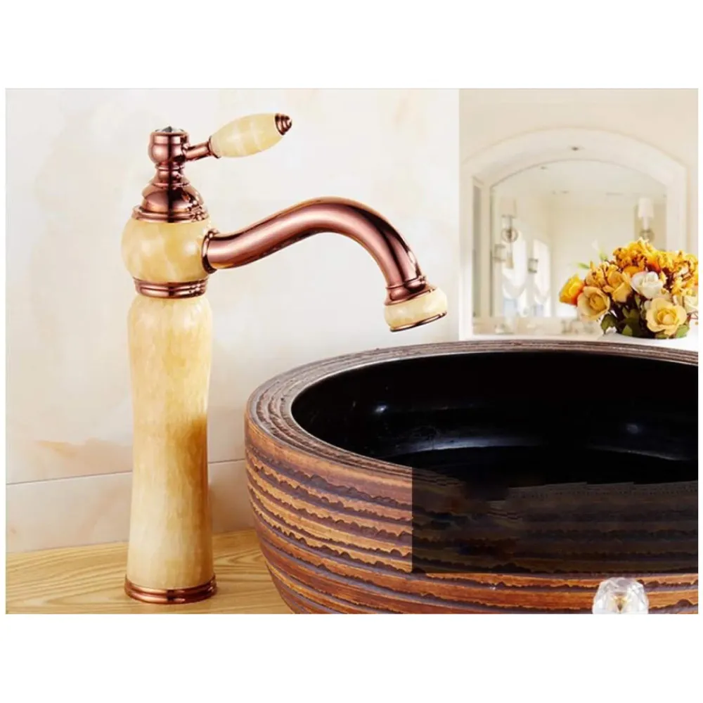 Premium Heavy Single Lever Basin Mixer ~ with 2 Braided Connection Pipes 450mm (Without pop-up) (Rose Gold Onyx)