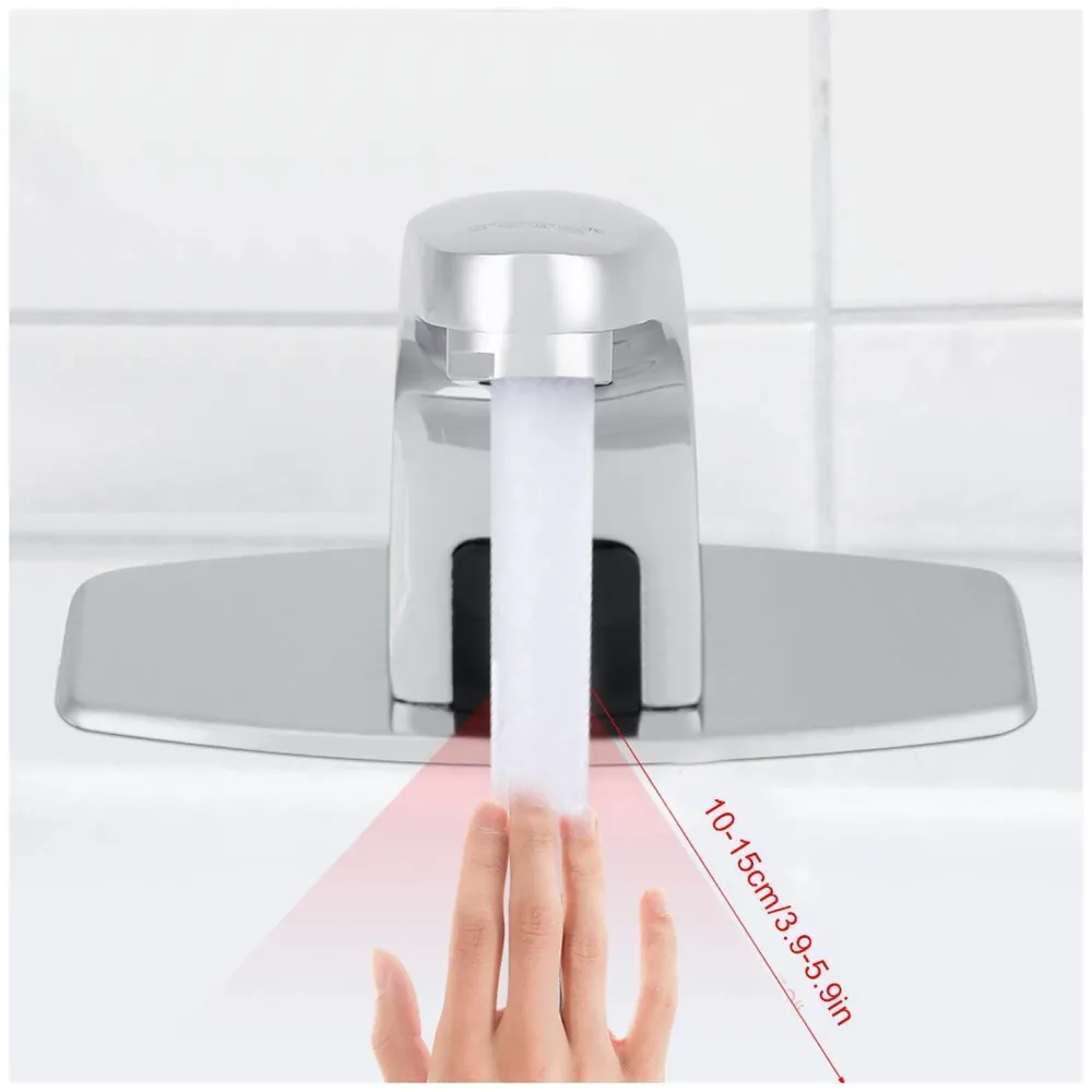 Sensor Tap. Automatic Mixer Brass for Bathroom/Touch Less Hand Free Sensor Tap for Washbasin with Foam Flow Water, Hot and Cold Mixer, 5 Inch Height. AC and Battery Operated (AC/DC)