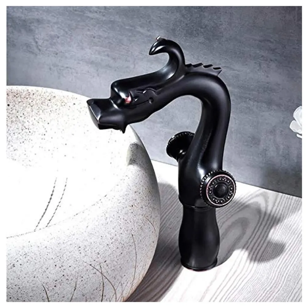 Shadow Dragon Brass Basin Mixer With 2 Braided Connection Pipes, Black - 5