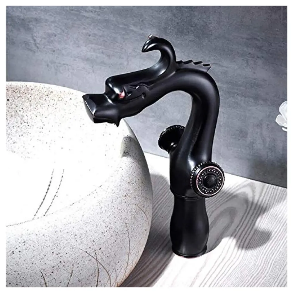 Shadow Dragon Brass Basin Mixer With 2 Braided Connection Pipes, Black