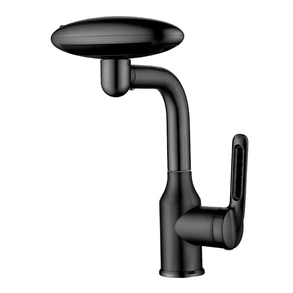 4 in 1 Black Faucet Tap Mixer Hot and Cold Water Twist to Chnage Water Flow for Bathroom Wash Basins Swivel 360, Black - 10.4 inch x 6.9 inch - 9